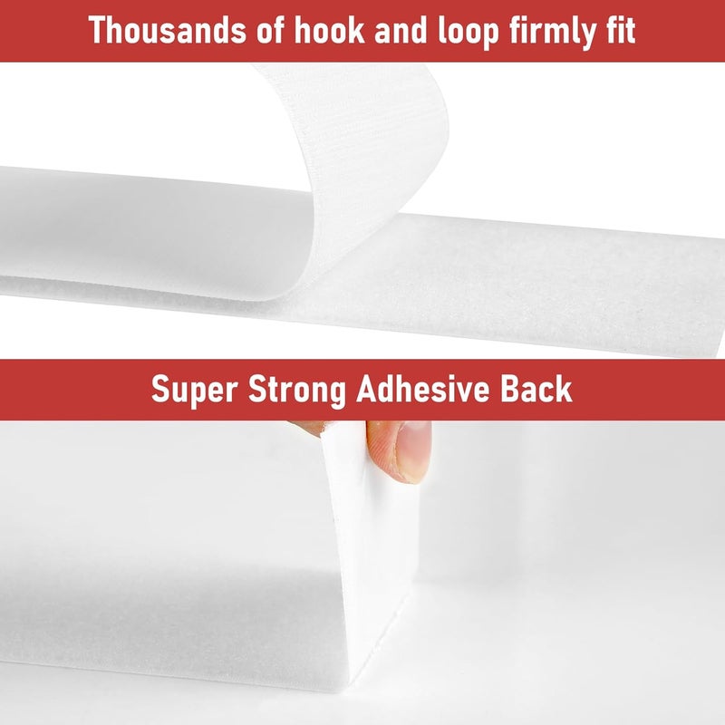 PTUNA 20Ft *4 Inch Hook and Loop Tape with Adhesive Back, Heavy Duty Double Sided Adhesive Strips, Strong Sticky Strips Roll for Home/Office/School/Car, White - Image 5